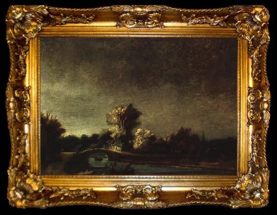 framed  REMBRANDT Harmenszoon van Rijn Landscape with a Stone Bridge dyu, ta009-2